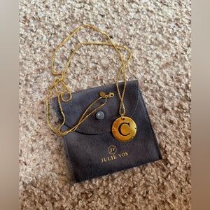 JULIE VOS MONOGRAM “C” PENDANT NECKLACE